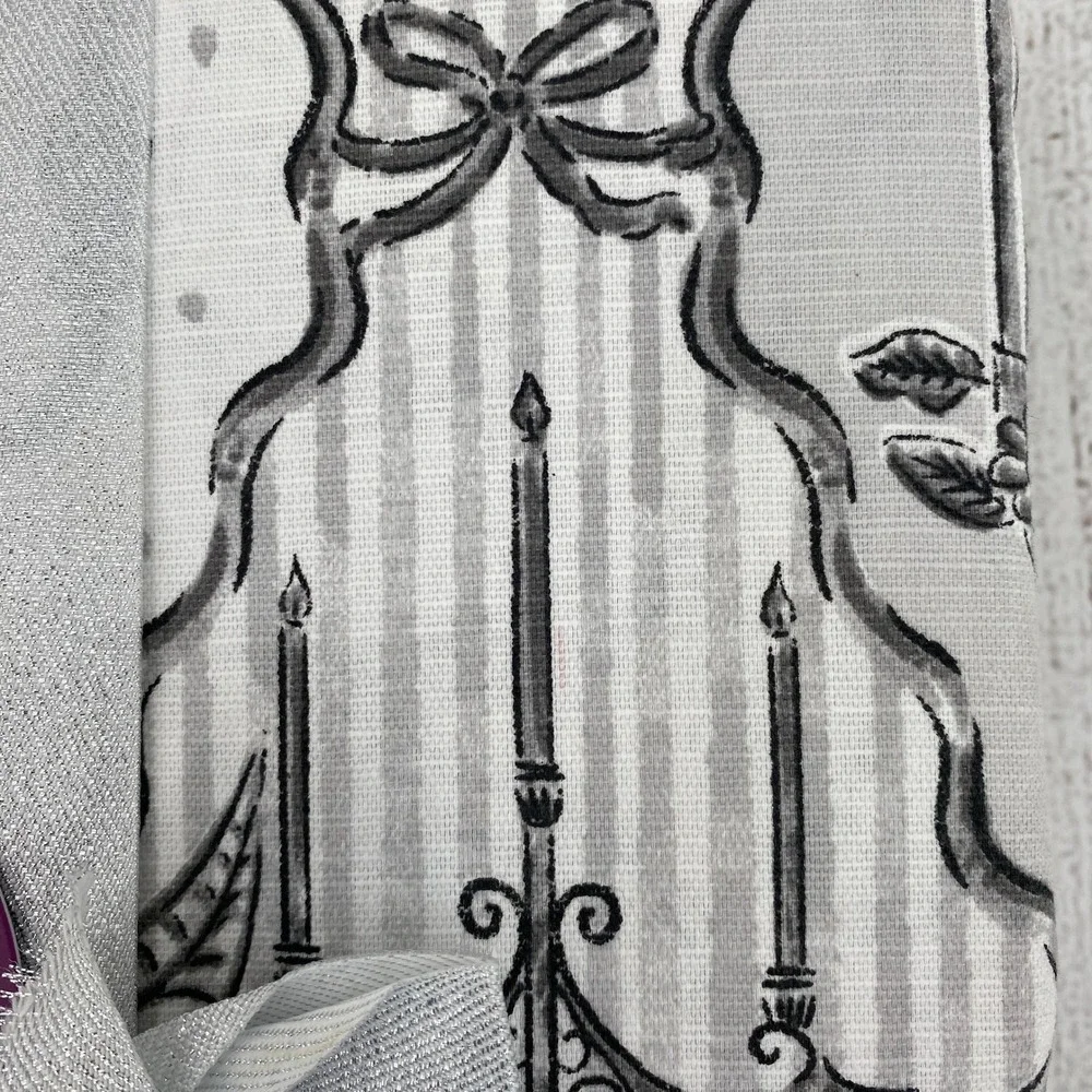 Madame Bones Tablecloth Halloween 60x120 Oblong Grey Gothic Skull Candelabra